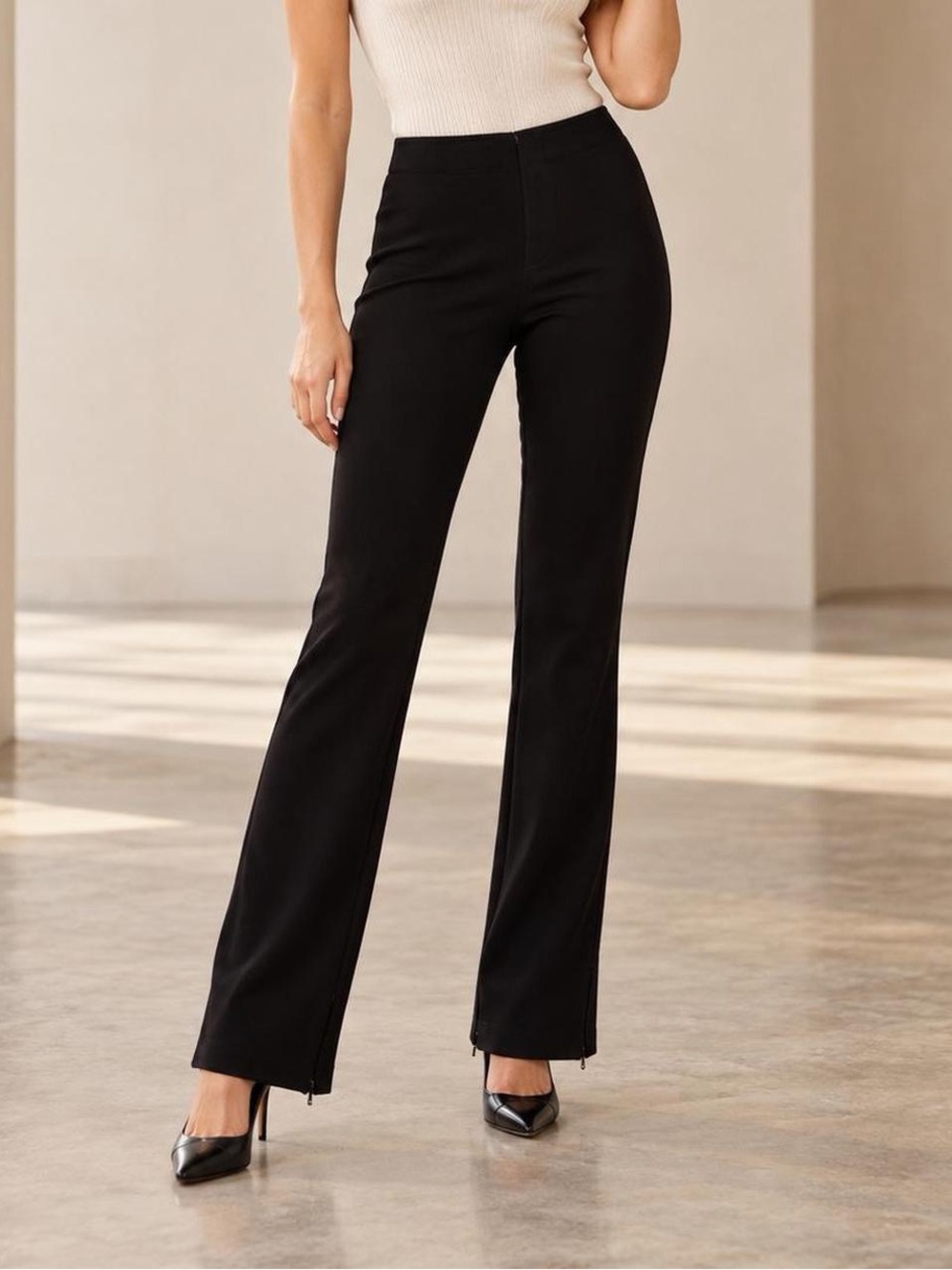 Fabletics Black Pants With Ankle Zippers XXS